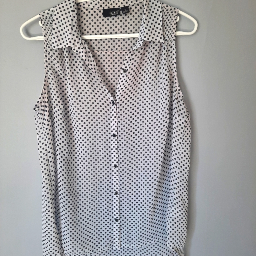a.n.a Polka Dot Blouse White M